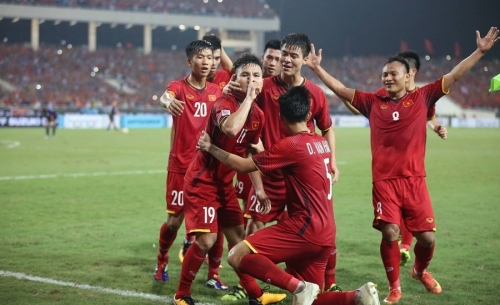 Quang Hải đang thi đấu thăng hoa cùng tuyển Việt Nam ở AFF CUp 2018. 