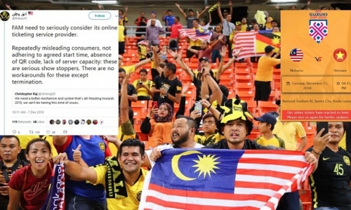 Nhiều CĐV Malaysia thất vọng vì cách bán vé qua đường online của FAM. 
