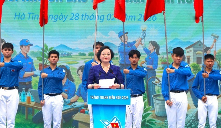 Phó thủ tướng Phạm Thị Thanh Trà dự Lễ ra quân Tháng Thanh niên tại Hà Tĩnh