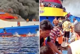 Tàu chở 280 hành khách bốc cháy dữ dội ngoài khơi Indonesia