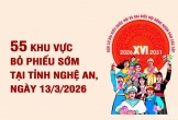 55 khu vực bỏ phiếu sớm tại tỉnh Nghệ An, ngày 13/3/2026