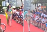 Thí sinh hoa hậu trình diễn áo tắm trước học sinh ở Lý Sơn gây tranh cãi